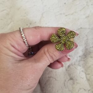 Pilgrim greenish gold tone ring, 6.5